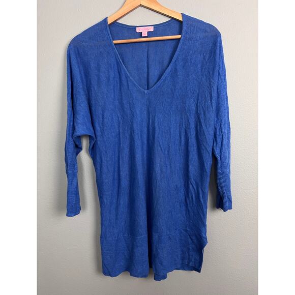 Lilly Pulitzer Women's M/L Sweater 100% Linen Tunic V-Neck Coastal Resort Preppy - Picture 11 of 11